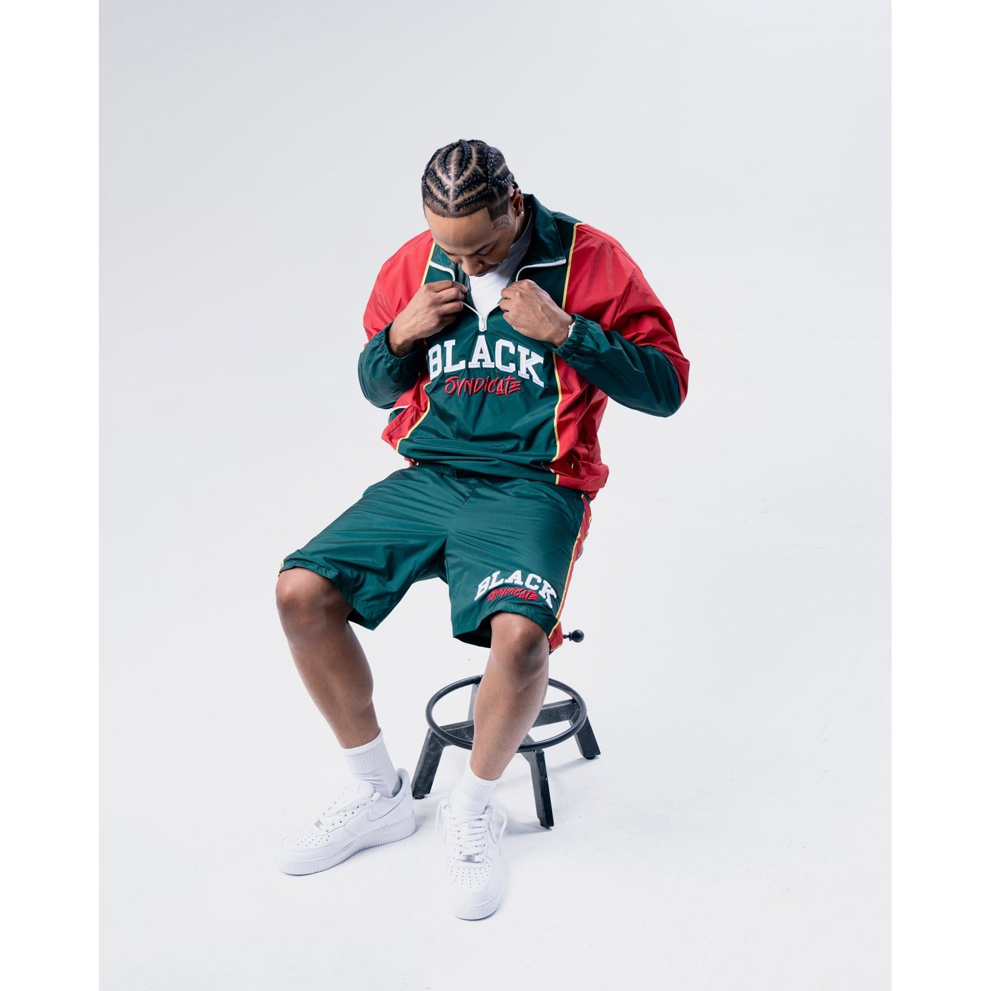 "Black Syndicate Embroidered" Polyester Windbreaker