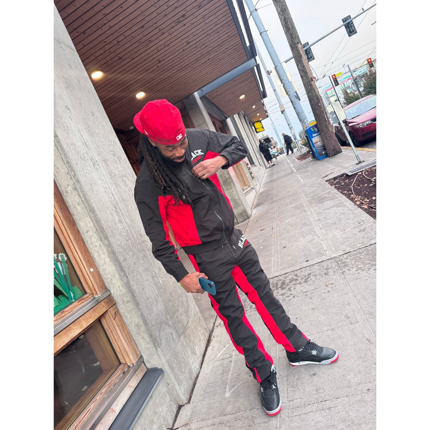 “Black Syndicate” Nylon 3D Embroidered Flare Track Pants