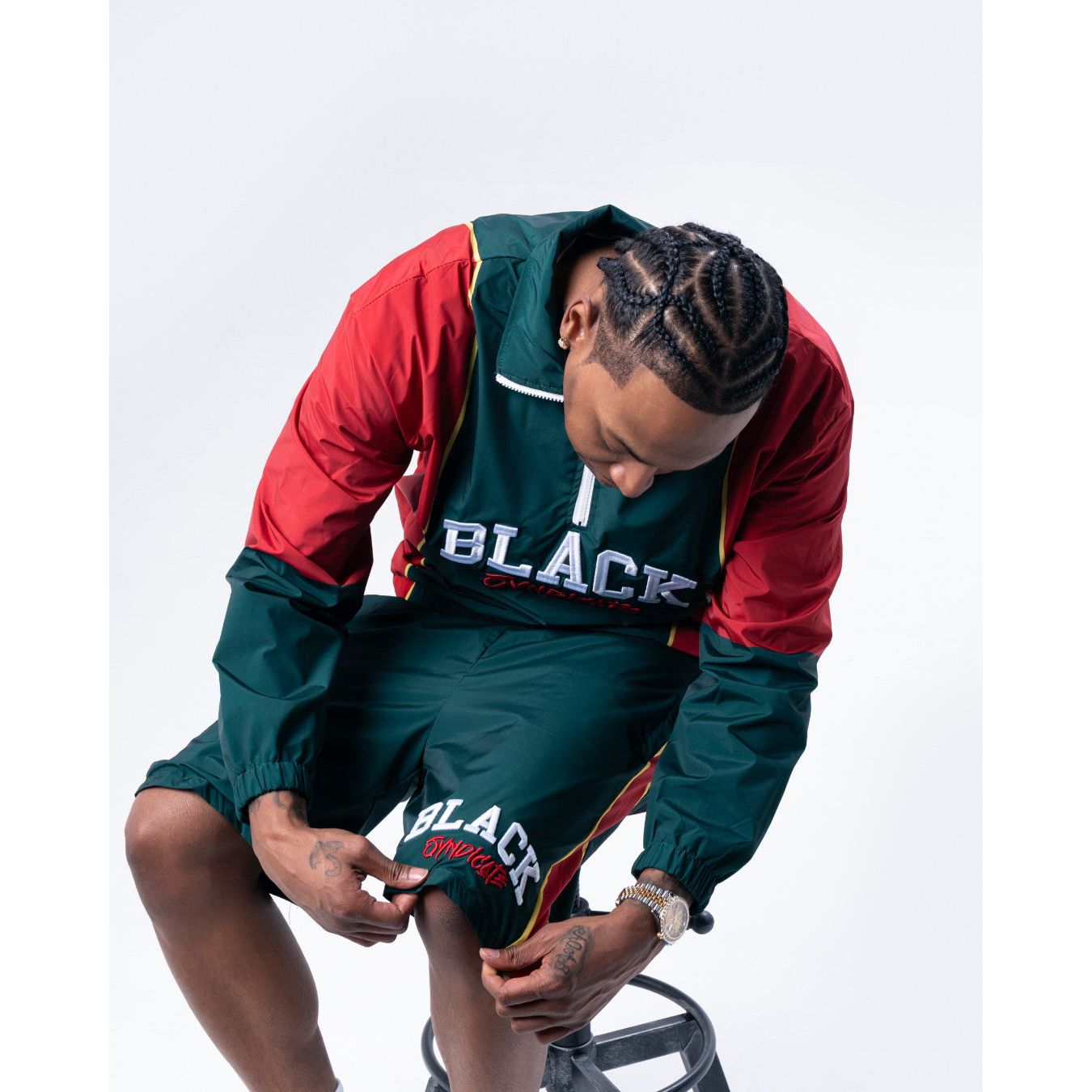 "Black Syndicate Embroidered" Polyester Windbreaker