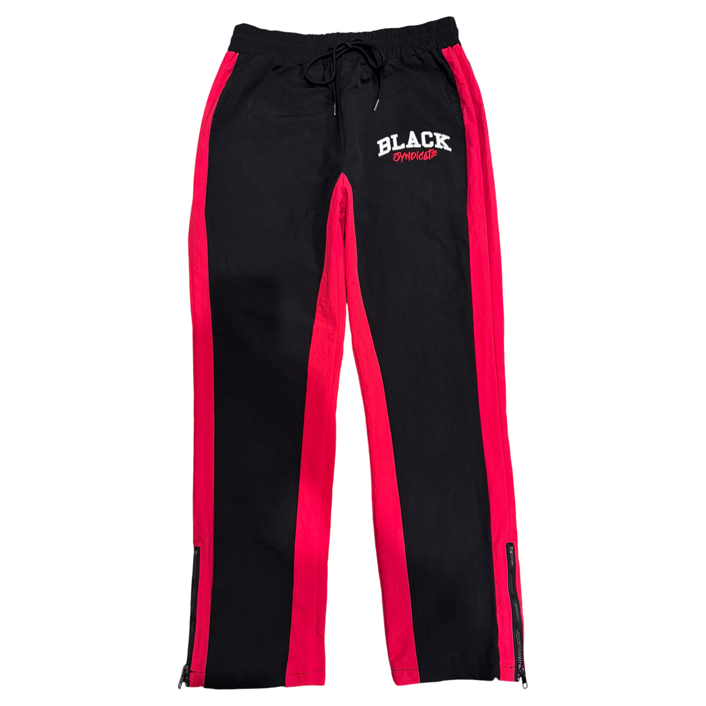 “Black Syndicate” Nylon 3D Embroidered Flare Track Pants